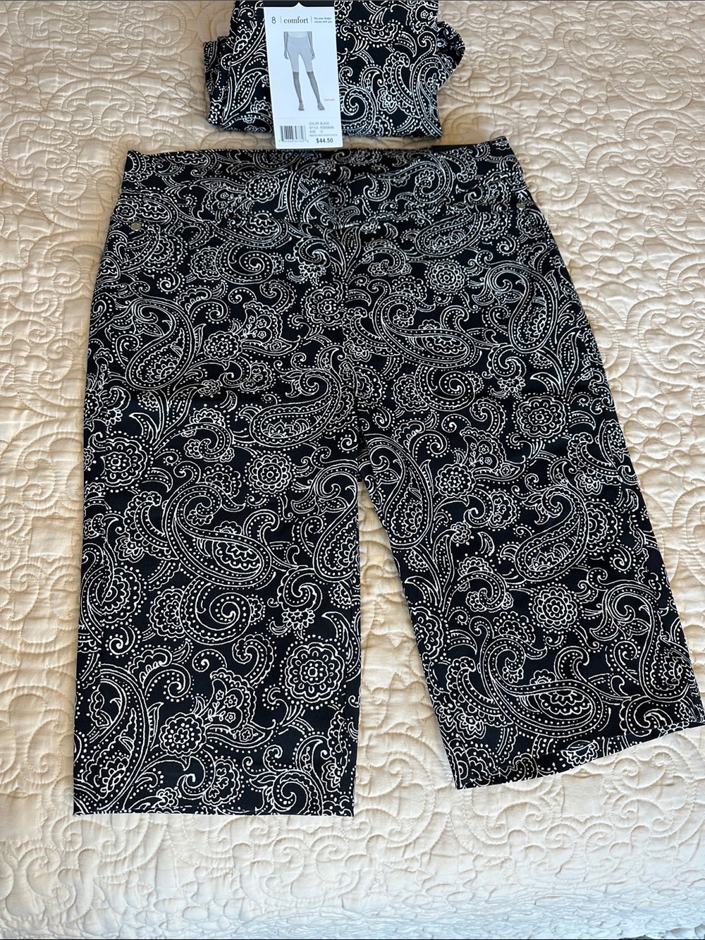 Rafaella Black and White Paisley Bermuda Shorts